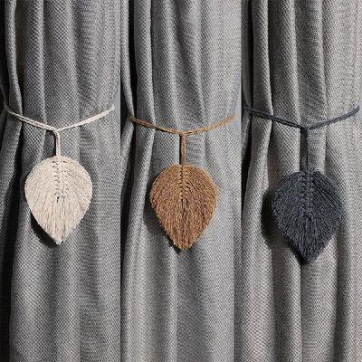 1 Pack Leaf Macrame Curtain Tiebacks Shaped Braided Curtain