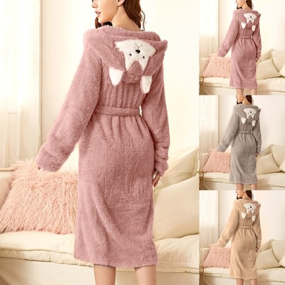 Women Winter Pajamas 2021 Bathrobe Female Double Pocket 3d E