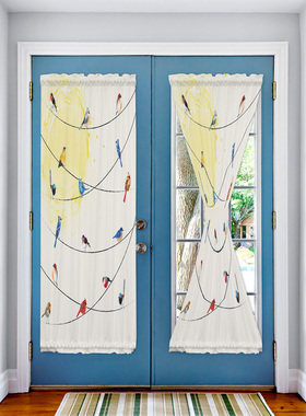 The Birds On The Wire Are Lovely Animals Door Curtain
