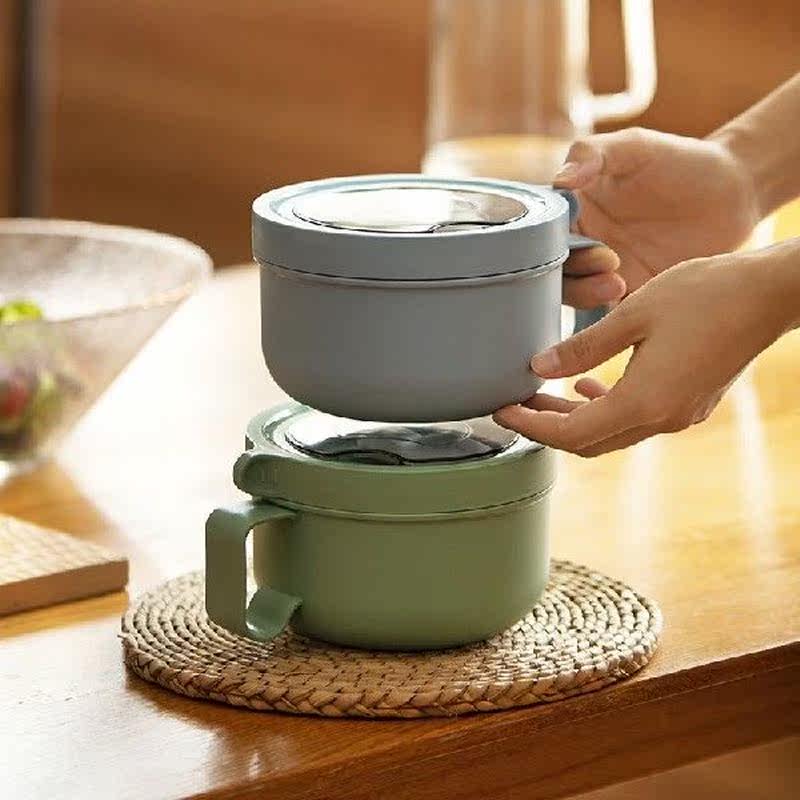 stainless steel double layerlunch box  with spoon office