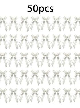 50pcs White Bows Jewelry Polyester Antenna Loops Wedding