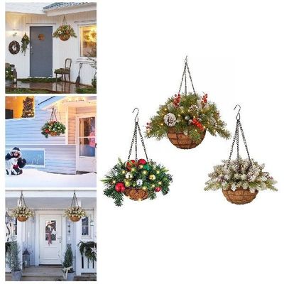 Christmas Hanging Basket Garland Pre-lighted Artificial