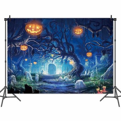 Halloween Themed Backdrop Photo Background Forest Night