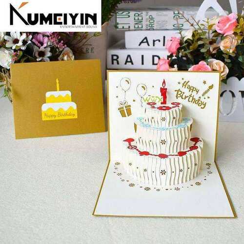 D PopUp Cards Birthday Card Birthday Cake Greeting Card