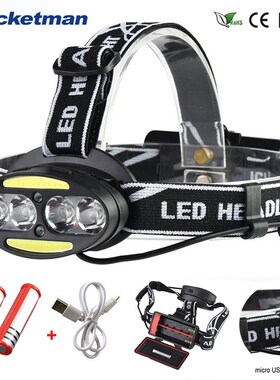 Headlight Super Bright 4000 Lumen headlamp 4*XM L T6 +2*COB
