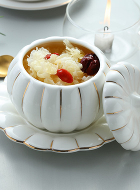 Stew bird's nest small steamed egg bowl with cover ceram