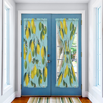 Yellow Lemon Green Leaf Fruit Door Curtains Decor Home