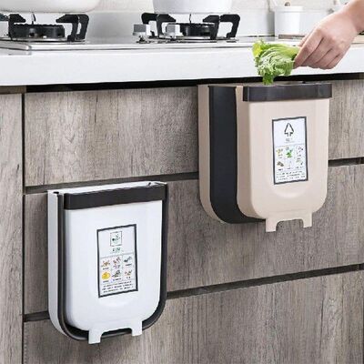 1PC Multifunction Folding Waste Bin Kitchen Cabinet Door