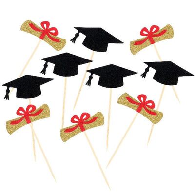 Graduation Cupcake Toppers 2022 Decorations Class Glitter