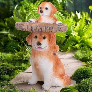 Garden Dog Statues Birdbath Polyresin Antique Garden Bird