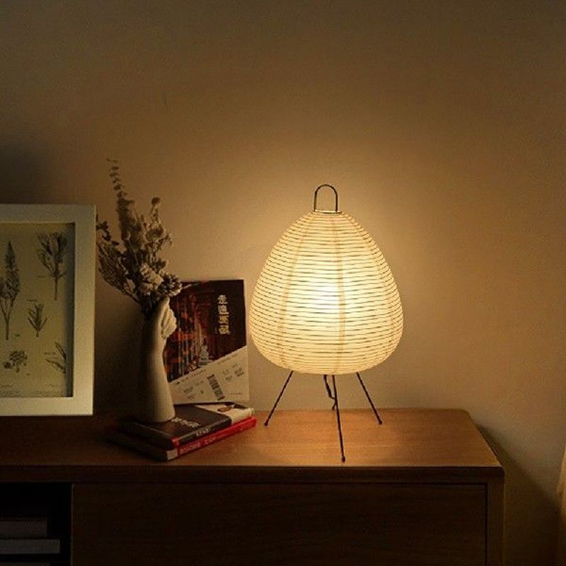 Japanese Style Paper Lampshade Desktop Light Printed Rice