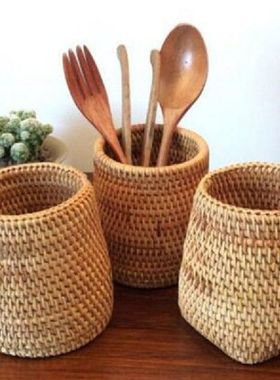 Rattan Chopsticks Tube Shovel Spoons Bucket Dinner Knives