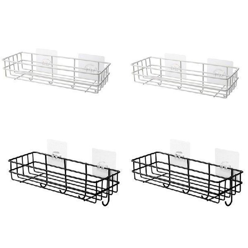 2Pcs Toilet Rack Wall-Mounted Wrought Iron Bathroom Rack