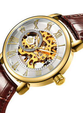 镂空夜光手动机械表Men's waterproof mechanical watch