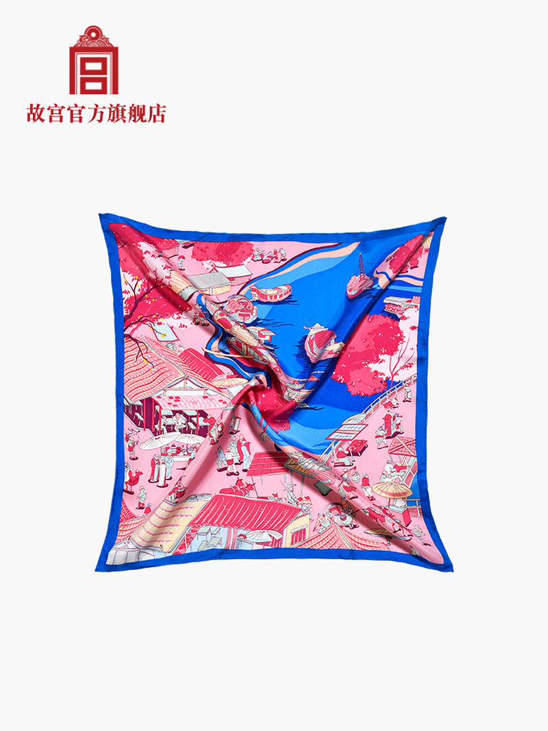 Palace Museum Qingming River Glow Kerchief Scarf