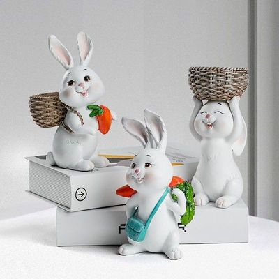 4pcs Easter Eggs Resin Bunny Statue Decoration Crafts Cute