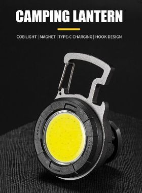Mini COB LED Work Light Portable Keychain Flashlight USB