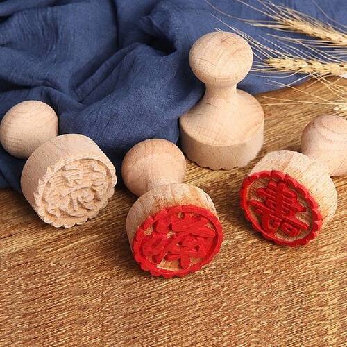 Traditional Chinese Characters Moon Cake Stamp Molds Wooden