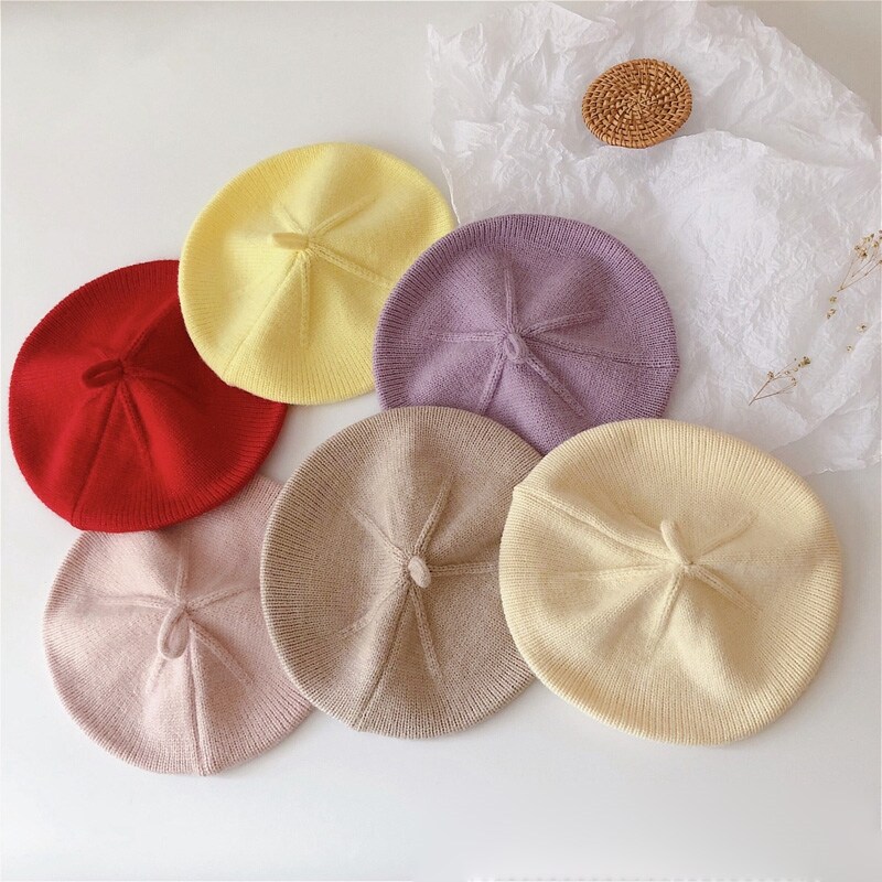 autumn girls knitted hat kid hats baby soft painter cap caps