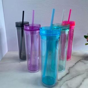New 473ml / 16oz Double Layer Transparent Reusable Straw