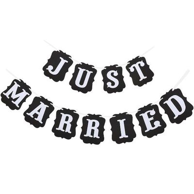 JUST MARRIED Paper Bunting Banner Wedding Party Favors