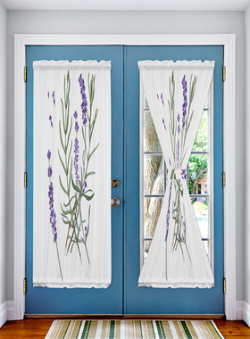 Purple Lavender Green Leaves Plant Field Door Curtains