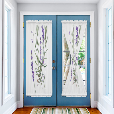 Purple Lavender Green Leaves Plant Field Door Curtains