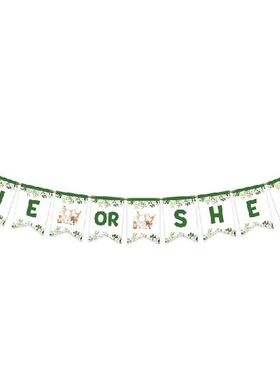 Paper Flags Green White Baby Shower Banners Boy or Girl