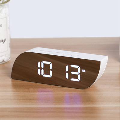 digital alarm clock night light thermometer mirror镜面闹钟