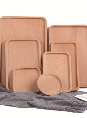 1PC Beech Wood Plate Tray Dish Dessert Sushi Snack Fruit