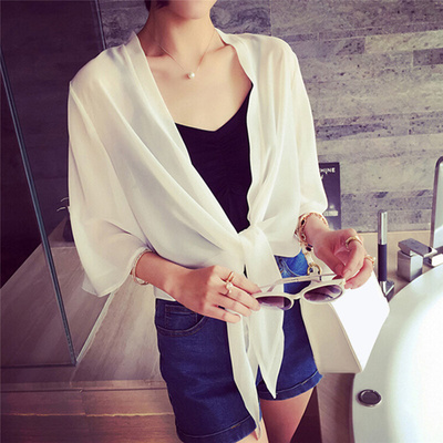 Women Summer Casual Chiffon Shawl Sun Protection Cardigan Bi
