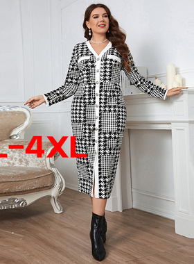 2022 Lazada autumn winter plus size fat women long dress 4XL