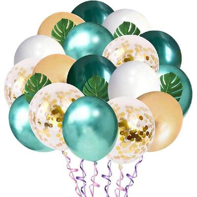 Jungle Theme Party Balloons 50 Pack, 12 Inches Green White