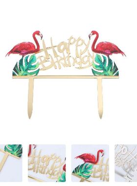 1PC Cake Topper Acrylic Beautiful Kawaii Flamingos Supplies