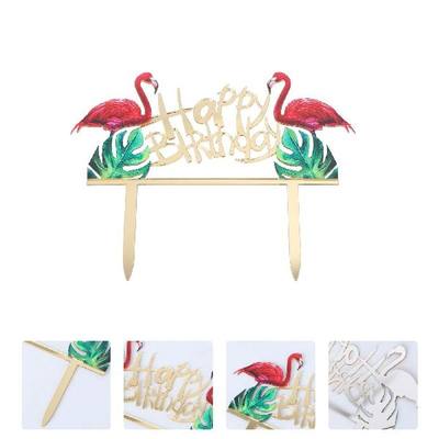 1PC Cake Topper Acrylic Beautiful Kawaii Flamingos Supplies