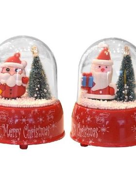 K1MF Patung Miniatur Kotak Musik Hadiah Malam Natal untuk