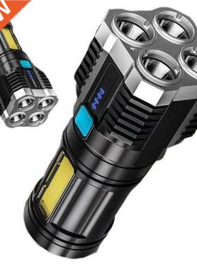 Super Bright Flashlight With USB Cable 4 LED Handheld