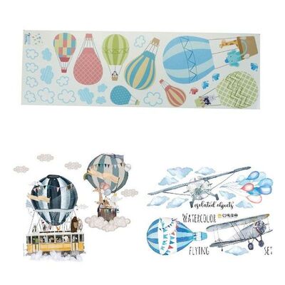 2022 Cartoon Air Balloon Wall Stickers Animals Kids Room