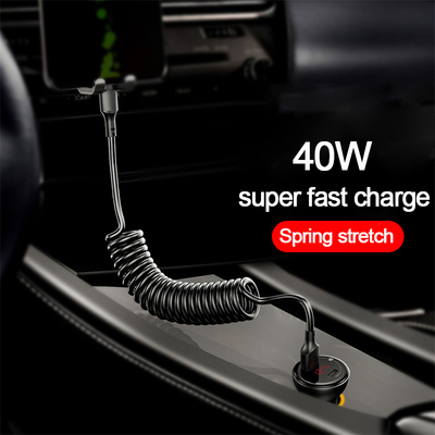 40W 5A USB Type C Data Cable Micro USB Spring Pull Telescopi