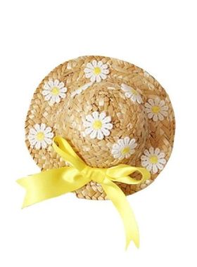 1PC Pets Straw Hat Handcrafted Adjustable Floral Summer
