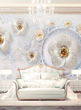 Custom 3D Murals Luxury Jewelry Flowers Round Circle Photo