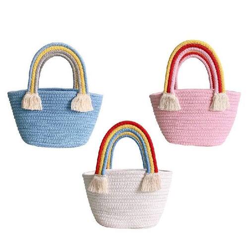 Cute rainbow cloud handbag new handmade cotton woven bag