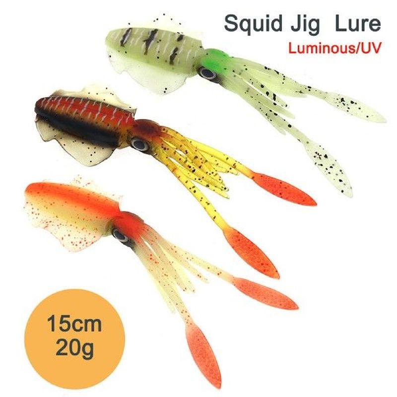 1pc Luminous Squid Skirts Soft Lure Pesca 15cm 20g Night