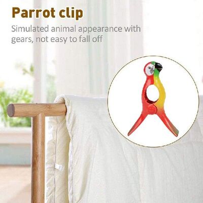 4Pcs Beach Towel Clips for Sun Loungers Parrot Bird Towel