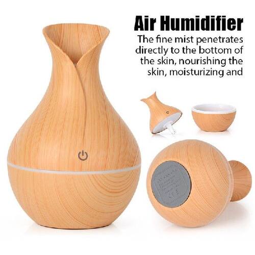 Creative Vase Humidifier Wood Grain Usb Colorful Lamp