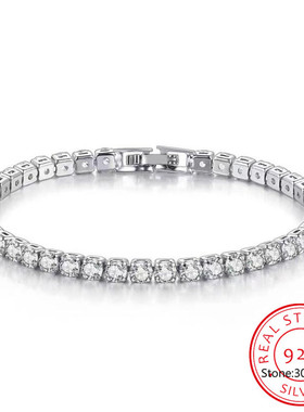 100% S925 Sterling Silver Created Moissanite Gemstone Bangle