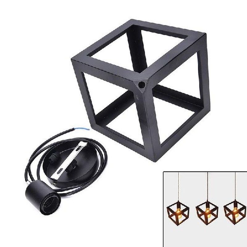 Industrial Cube Metal Pendant Light Accessory, Loft Ceiling