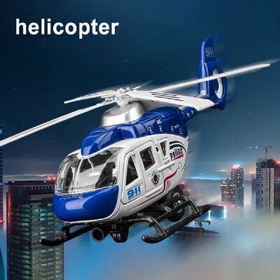 Realistic Police Helicopter Plane Pull Back LED Music Model