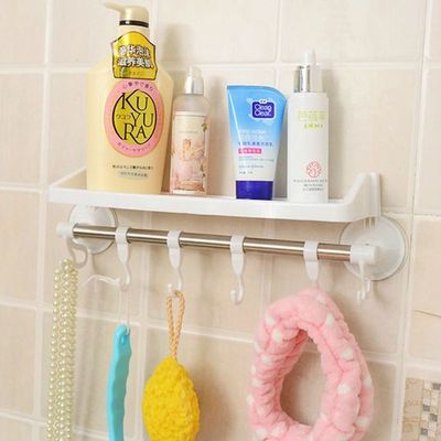 1PC Handy Suction Cups Plastic Bathroom Shelf Towel