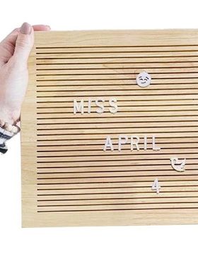 Oak Letter Board Wooden Board Changeable Symbols Numbers
